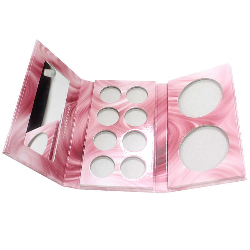 Hotsell Custom 8 Colors Rigid Cardboard Pink Book Shape Flip Shell Eyeshadow Packaging Paper Box