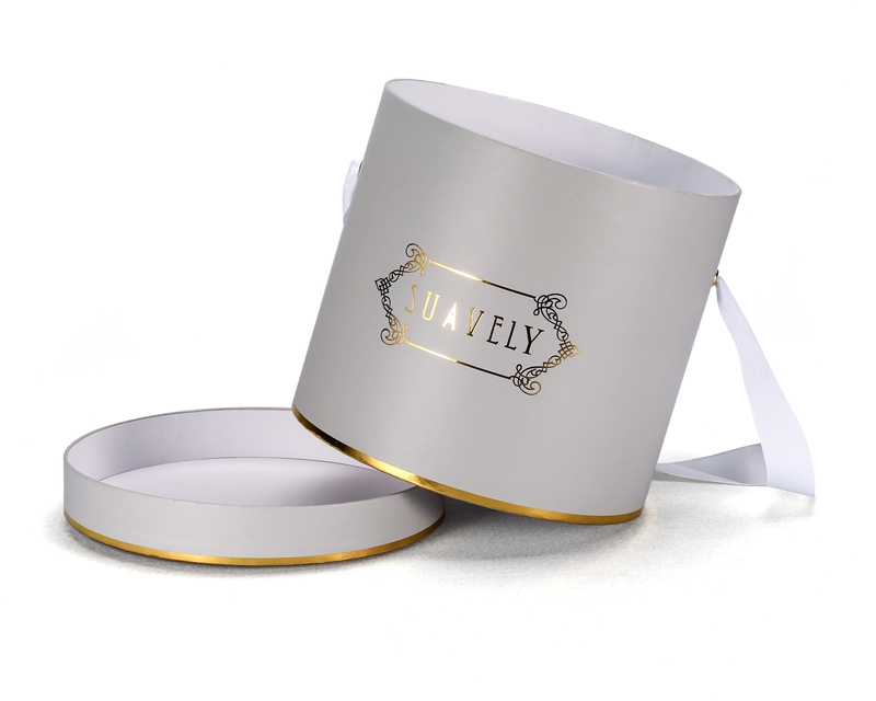 Luxury Custom White Gift Round Hat Flowe Cardboard Box with