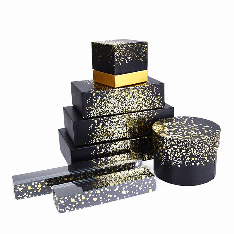 Black Gold Foil Chocolate Gift Set Packaging Boxes
